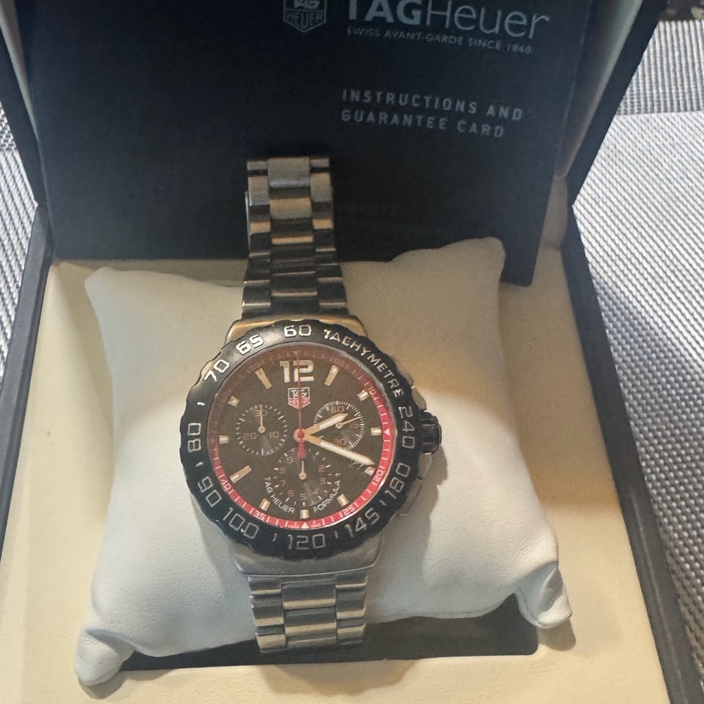 TAG Heuer Black and Silver Chronograph Watch